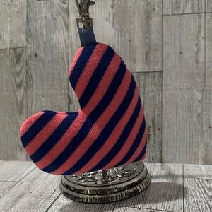 Striped Heart Key Holder in Pink and Navy